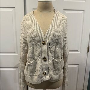 Madewell Cream Knit Cardigan with Pockets